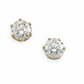 14K Yellow 3/4 CTW Diamond Round Threaded Post Earring